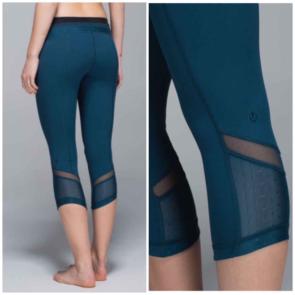 Lululemon Just Breathe Green Swiss Dot Crop